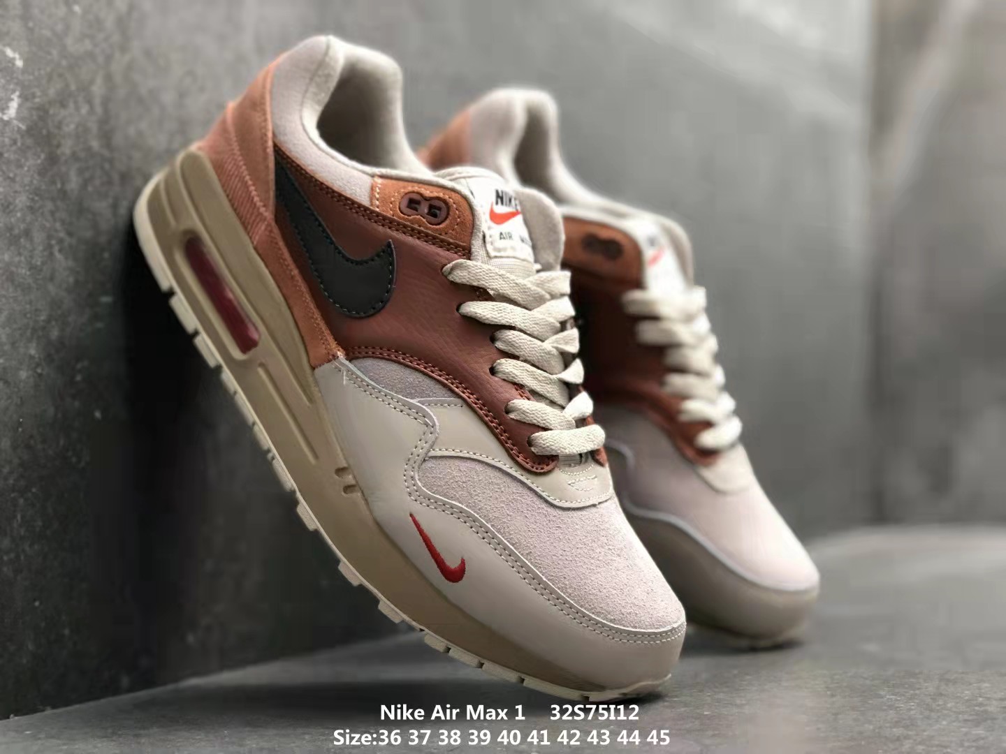 2021 Nike Air Max 1 Tinker Sketch to Shelf Beign Coffe Black Shoes